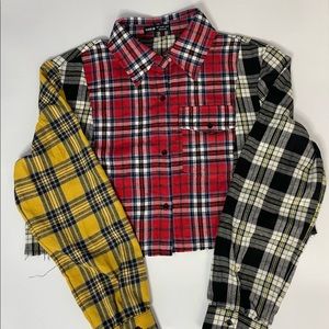 SHEIN Cropped Flannel Jacket